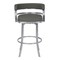 Armen Living Prinz 30" Bar Height Swivel Gray Faux Leather and Brushed Stainless Steel Bar Stool LCPRBAGRBS30 - alternate 4